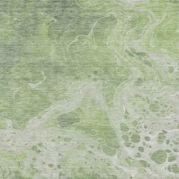 9' X 12' Artichoke Green And Ivory Abstract Washable Indoor Outdoor Area Rug
