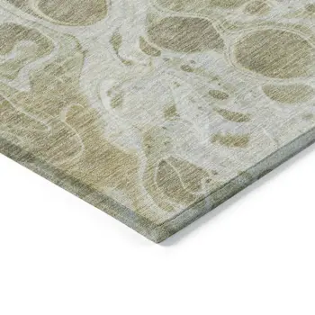 8' X 10' Gold And Ivory Abstract Washable Indoor Outdoor Area Rug