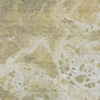 10' X 14' Gold And Ivory Abstract Washable Indoor Outdoor Area Rug