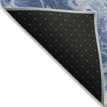 10' X 14' Navy Blue And Ivory Abstract Washable Indoor Outdoor Area Rug