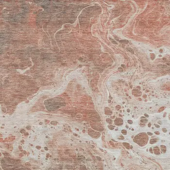 3' X 5' Rust And Ivory Abstract Washable Indoor Outdoor Area Rug