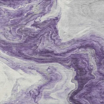 5' X 8' Purple And Silver Abstract Washable Indoor Outdoor Area Rug