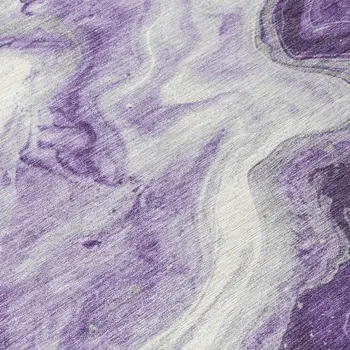 8' Purple And Silver Round Abstract Washable Indoor Outdoor Area Rug