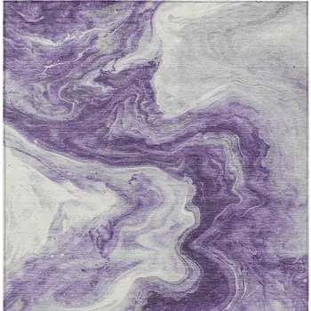 8' X 10' Purple And Silver Abstract Washable Indoor Outdoor Area Rug