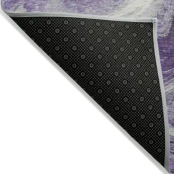 8' X 10' Purple And Silver Abstract Washable Indoor Outdoor Area Rug