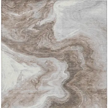 8' X 10' Taupe And Silver Abstract Washable Indoor Outdoor Area Rug