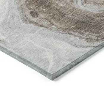 8' X 10' Taupe And Silver Abstract Washable Indoor Outdoor Area Rug