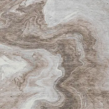 8' X 10' Taupe And Silver Abstract Washable Indoor Outdoor Area Rug