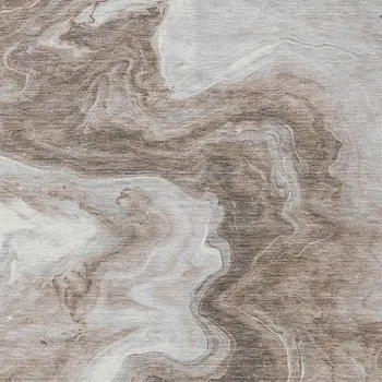 10' X 14' Taupe And Silver Abstract Washable Indoor Outdoor Area Rug