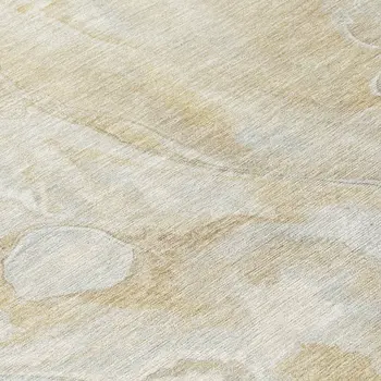 8' Beige And Silver Round Abstract Washable Indoor Outdoor Area Rug