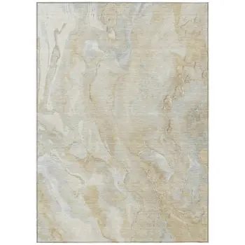 8' X 10' Beige And Silver Abstract Washable Indoor Outdoor Area Rug