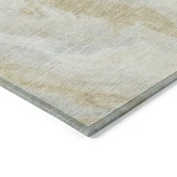 8' X 10' Beige And Silver Abstract Washable Indoor Outdoor Area Rug