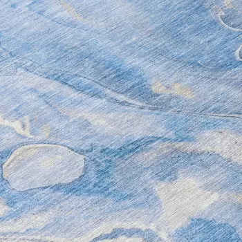 5' X 8' Blue And Silver Abstract Washable Indoor Outdoor Area Rug