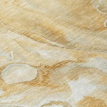8' Gold And Silver Round Abstract Washable Indoor Outdoor Area Rug
