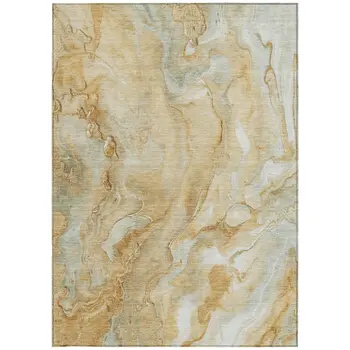 10' X 14' Gold And Silver Abstract Washable Indoor Outdoor Area Rug