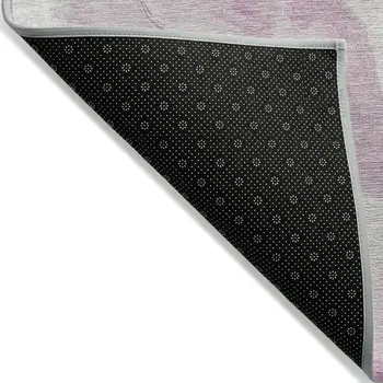9' X 12' Pink And Silver Abstract Washable Indoor Outdoor Area Rug