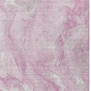 10' X 14' Pink And Silver Abstract Washable Indoor Outdoor Area Rug