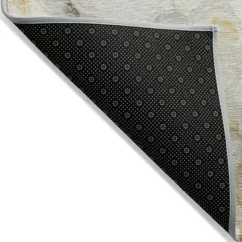 10' X 14' Gold And Silver Abstract Washable Indoor Outdoor Area Rug