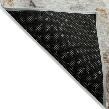 8' X 10' Silver And Copper Abstract Washable Indoor Outdoor Area Rug