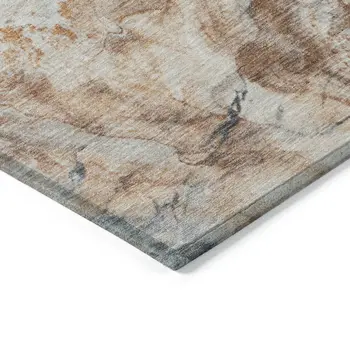 10' X 14' Silver And Copper Abstract Washable Indoor Outdoor Area Rug