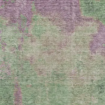 9' X 12' Artichoke Green And Eggplant Abstract Washable Indoor Outdoor Area Rug
