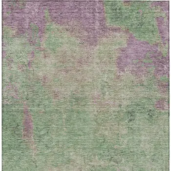 10' X 14' Artichoke Green And Eggplant Abstract Washable Indoor Outdoor Area Rug