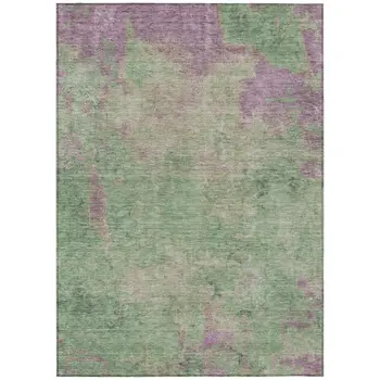 10' X 14' Artichoke Green And Eggplant Abstract Washable Indoor Outdoor Area Rug