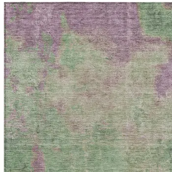 10' X 14' Artichoke Green And Eggplant Abstract Washable Indoor Outdoor Area Rug