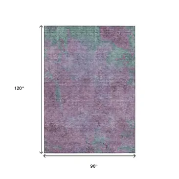 8' X 10' Lavender And Teal Blue Abstract Washable Indoor Outdoor Area Rug