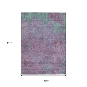 9' X 12' Lavender And Teal Blue Abstract Washable Indoor Outdoor Area Rug