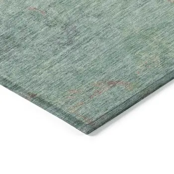 5' X 8' Pale Aqua And Taupe Abstract Washable Indoor Outdoor Area Rug