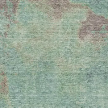 10' X 14' Pale Aqua And Taupe Abstract Washable Indoor Outdoor Area Rug