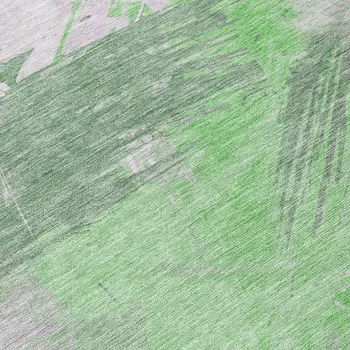 8' Green Lavender And Ivory Round Abstract Washable Indoor Outdoor Area Rug