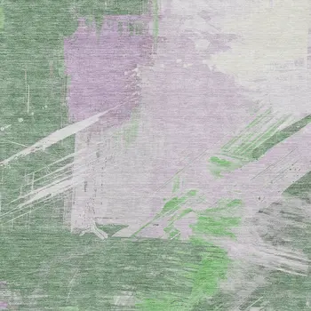 8' X 10' Green Lavender And Ivory Abstract Washable Indoor Outdoor Area Rug
