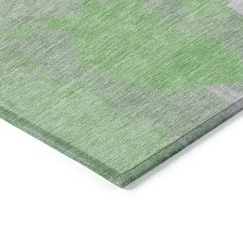 9' X 12' Green Lavender And Ivory Abstract Washable Indoor Outdoor Area Rug