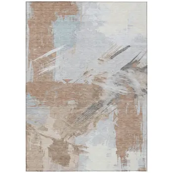 5' X 8' Rust Gray And Ivory Abstract Washable Indoor Outdoor Area Rug