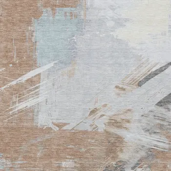 5' X 8' Rust Gray And Ivory Abstract Washable Indoor Outdoor Area Rug