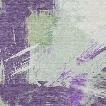 5' X 8' Purple Mint Green And Ivory Abstract Washable Indoor Outdoor Area Rug
