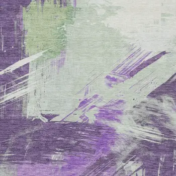 10' X 14' Purple Mint Green And Ivory Abstract Washable Indoor Outdoor Area Rug