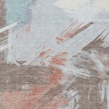 5' X 8' Taupe Copper And Ivory Abstract Washable Indoor Outdoor Area Rug