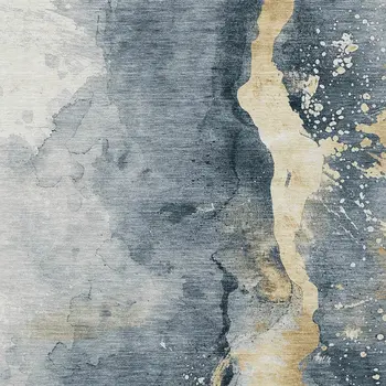 5' X 8' Graphite And Gold Abstract Washable Indoor Outdoor Area Rug