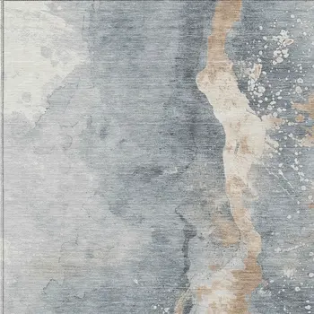 3' X 5' Gray Beige And Olive Green Abstract Washable Indoor Outdoor Area Rug