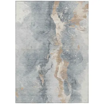 10' X 14' Gray Beige And Olive Green Abstract Washable Indoor Outdoor Area Rug