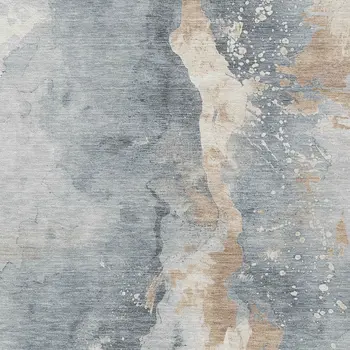 10' X 14' Gray Beige And Olive Green Abstract Washable Indoor Outdoor Area Rug