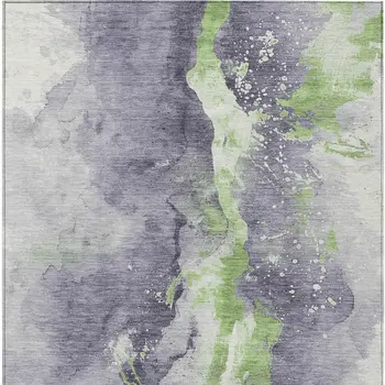 5' X 8' Lavender And Lime Green Abstract Washable Indoor Outdoor Area Rug