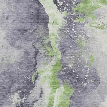 8' X 10' Lavender And Lime Green Abstract Washable Indoor Outdoor Area Rug