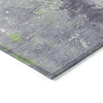 9' X 12' Lavender And Lime Green Abstract Washable Indoor Outdoor Area Rug