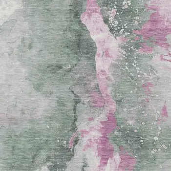 8' X 10' Sage And Mauve Abstract Washable Indoor Outdoor Area Rug