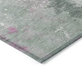 9' X 12' Sage And Mauve Abstract Washable Indoor Outdoor Area Rug