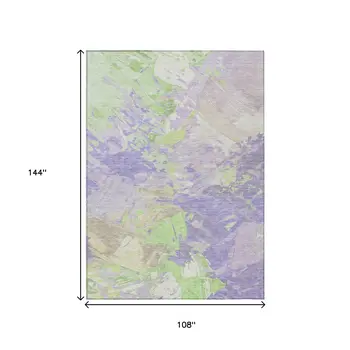9' X 12' Lavender Mint Green And Beige Abstract Washable Indoor Outdoor Area Rug